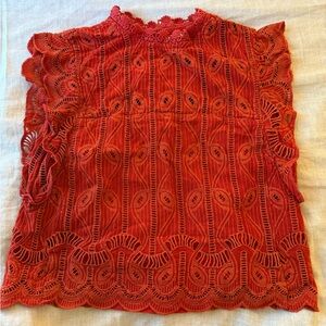 Tularosa Vibrant Red Lace Blouse